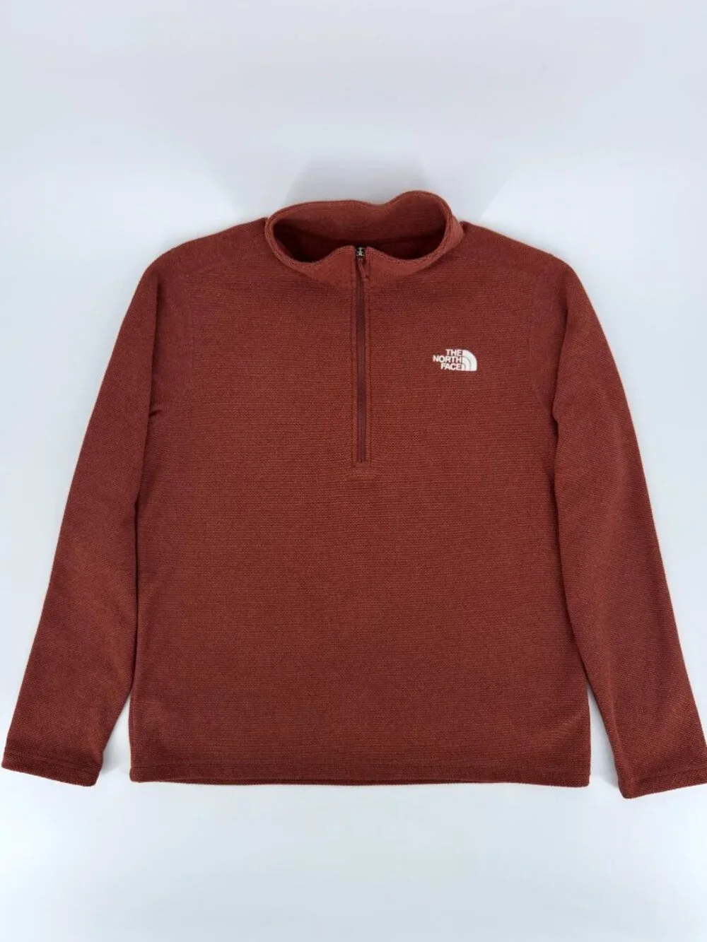 The North Face Rust Textured Quarter Zip Fleece Pullover L